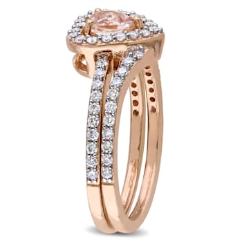 Morganite and Diamond 10K Rose Gold Ring 0.99ctw