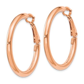 14k Rose Gold Polished 1 1/4" Round Hoop Earrings
