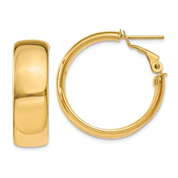 14k Yellow Gold 15/16" Hoop Earrings
