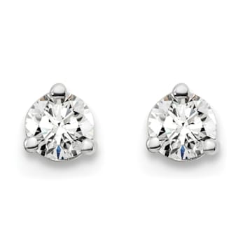 White Lab-Grown Diamond 14K White Gold G-H SI Martini Solitaire Stud
Earrings 0.10ctw