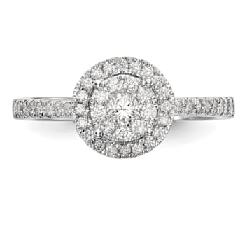 Rhodium Over 14K White Gold Lab Grown Diamond Cluster Engagement Ring 0.478ctw
