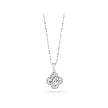 Sterling Statements Rhodium Over Sterling Silver CZ Clover Necklace