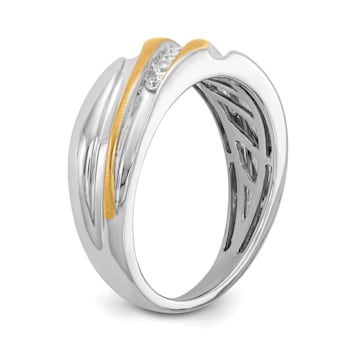 14K Two-tone Yellow and White Gold Lab Grown Diamond Men's Ring