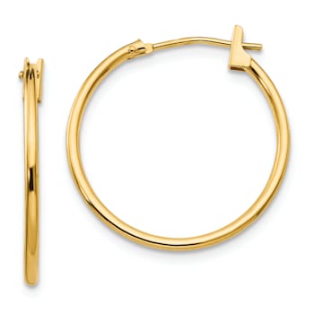 14K Yellow Gold Polished 1mm Hoop Earrings