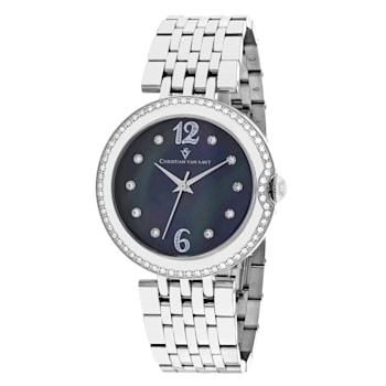 Christian Van Sant Women's Jasmine Black Dial, Stainless Steel  Watch