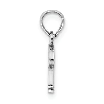 Rhodium Over 14k White Gold Polished Block Letter P Initial Pendant
