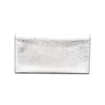 Balenciaga Papier Metallic Silver Arena Leather Envelope Wallet