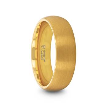 MILLER Gold Plated Tungsten Domed Ring with Brushed Finish 6mm