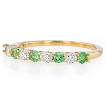 Tsavorite And Lab-Grown Diamond Band Ring In 18K Gold Over Sterling
Silver 0.53ctw