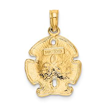 10K Yellow Gold Polished and Textured Sand Dollar Charm