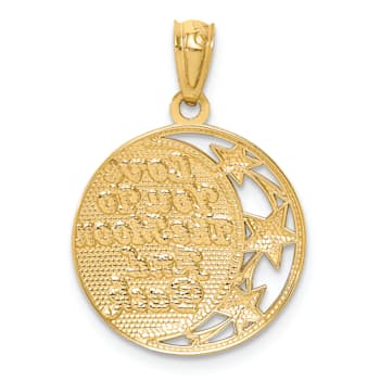 14k Two-tone Gold Textured LOVE YOU TO THE MOON AND BACK Pendant
