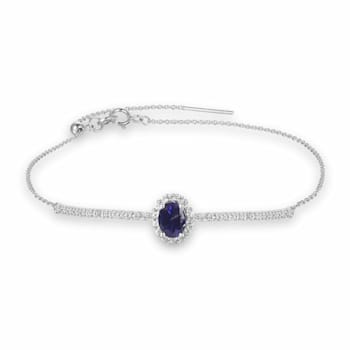 Sapphire and White Topaz Sterling Silver Bolo Bracelet