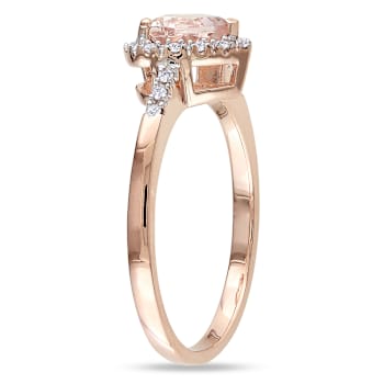 Morganite and Diamond 10K Rose Gold Heart Ring 0.73ctw