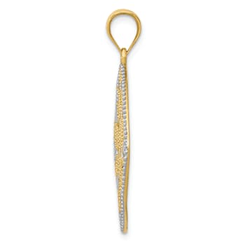 14k Yellow Gold and Rhodium Over 14k Yellow Gold Diamond-Cut Filigree
Swirl Pendant