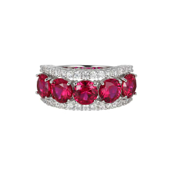 Lab Created Ruby And White Cubic Zirconia Platinum Over Sterling Silver
Ring 5.20ctw