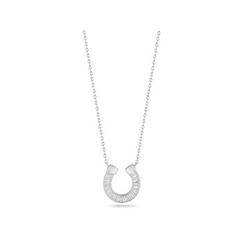 Sterling Statements Rhodium Over Sterling Silver CZ Horseshoe Necklace