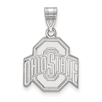 Rhodium Over Sterling Silver LogoArt Ohio State University Medium Pendant