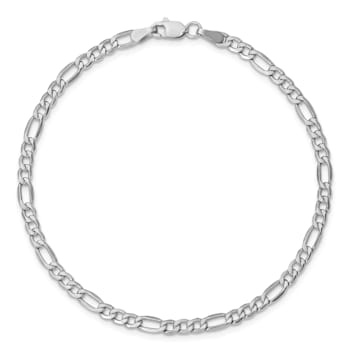 Rhodium Over 14k White Gold 3.5mm Figaro Link Bracelet, 7 Inches