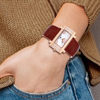 Ladies Charles Hubert Stainless Brown Leather 40x23mm Watch