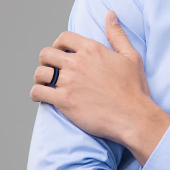 Silicone Black with Blue Line Center 7.5mm Band