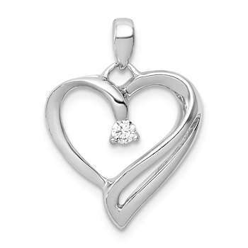 Rhodium Over 14k White Gold Diamond Heart Pendant