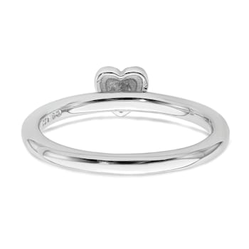 Sterling Silver Stackable Expressions Polished Diamond Heart Ring 0.005ctw