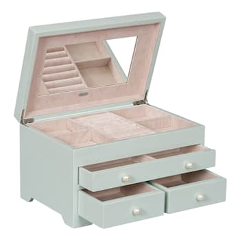 Mele and Co Bianca Wooden Jewelry Box in Seafoam Finish