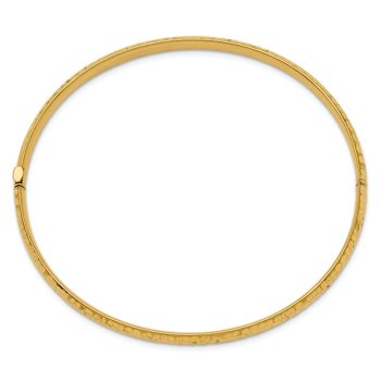10k Yellow Gold 4.75mm Diamond-Cut Fancy Hammered Hinged Bangle Bracelet