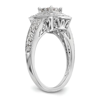 Rhodium Over 14K White Gold Diamond Cluster Engagement Ring 0.67ctw