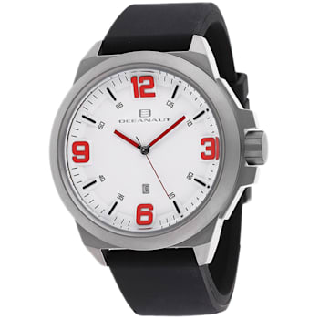 Oceanaut Men's Armada White Dial, Black Rubber Strap Watch