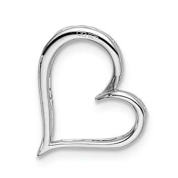 Rhodium Over 14k White Gold Diamond Heart Chain Slide Pendant