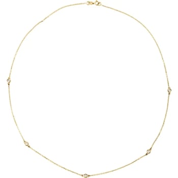 14K Yellow Gold 0.25ctw Lab-Grown Diamond 5-Stone Station Necklace, 18 Inches.