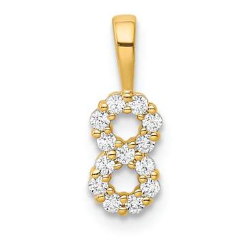 14K Yellow Gold Diamond Number 8 Pendant