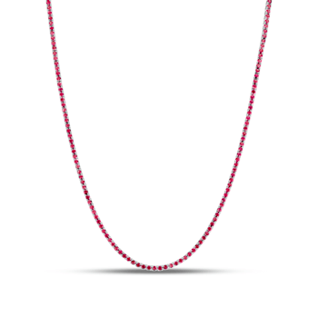 7.00ctw Ruby 14k White Gold Tennis Necklace, 17 Inches