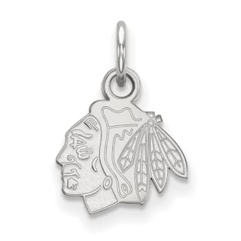 Rhodium Over Sterling Silver NHL LogoArt Chicago Blackhawks Extra Small Pendant