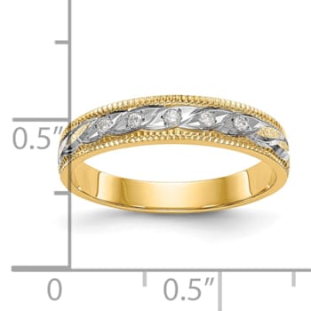 14K Yellow Gold AA Quality Ladies Wedding Band 0.05ctw