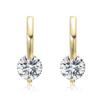 Moissanite Drop Hoop Earrings In 14K Gold Over Sterling Silver 1.10ctw
Diamond Equivalent Weight