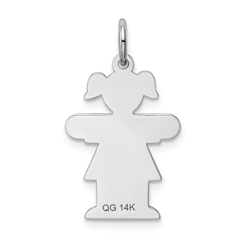 Rhodium Over 14K White Gold Satin Girl Hugs Charm
