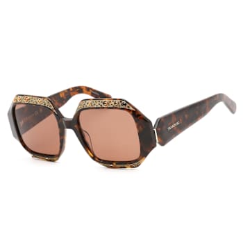 Swarovski Brown Tortoise with Crystal Detail Frame / Brown Lens Sunglasses