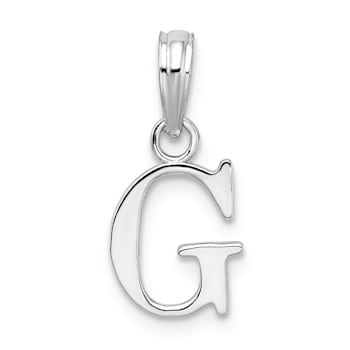 Sterling Silver Polished Block Initial -G- Pendant
