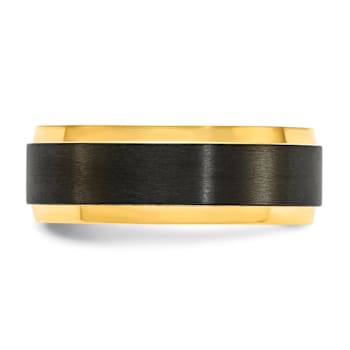 Black Zirconium Polished Yellow IP-plated with Brushed Center 8mm Band