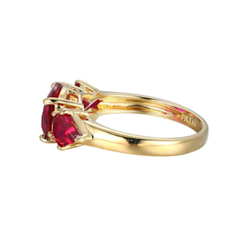 Lab Created Ruby 18k Yellow Gold Over Sterling Silver July Birthstone
Ring 3.47ctw