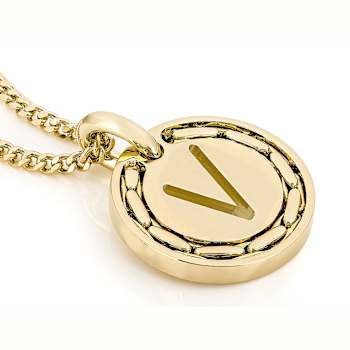 Cardano Initial V Pendant Necklace In 18K Gold Over Bronze
