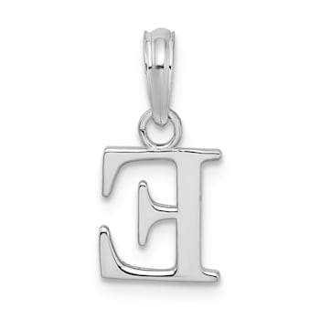 Sterling Silver Polished Block Initial -E- Pendant