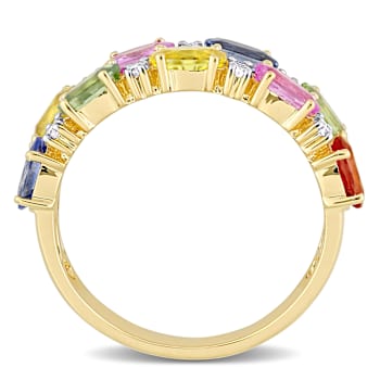 Multi Gem 14K Yellow Gold Ring 3.22ctw
