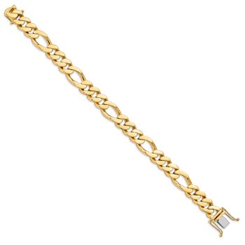 14k Yellow Gold and 14k White Gold 11.8mm Hand-polished Figaro Link Bracelet