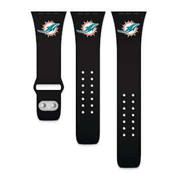 Gametime Miami Dolphins Black Silicone Band fits Apple Watch (42/44mm
M/L). Watch not included.