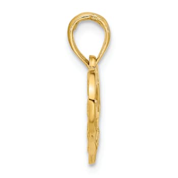 14k Yellow Gold Polished Hearts in Heart Charm