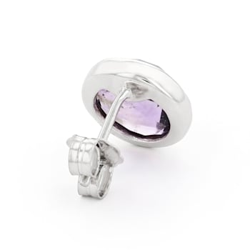 Purple Round Amethyst Sterling Silver Stud Earrings 5ctw