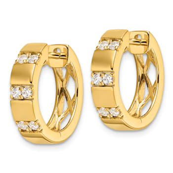 14K Yellow Gold Lab Grown Diamond SI1/SI2, G H I, Hinged Hoop Earrings